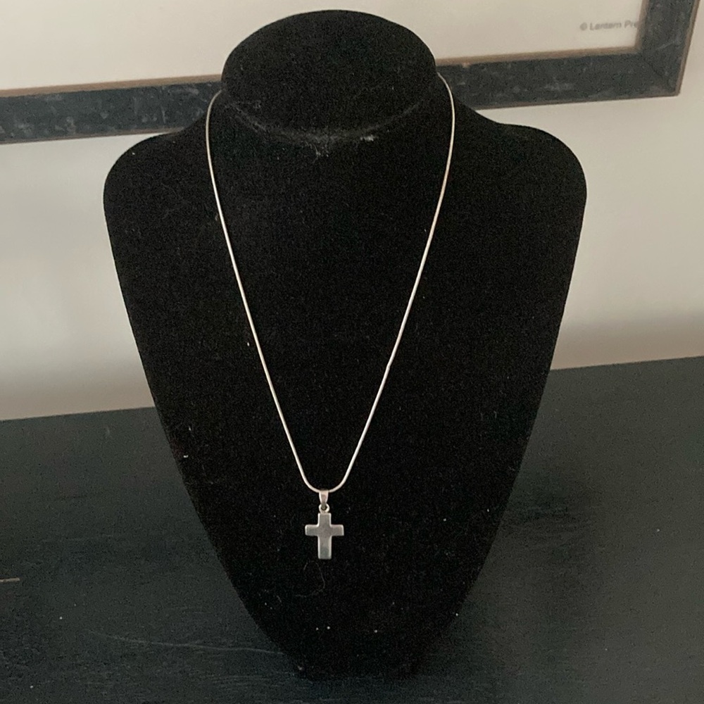 Sterling Cross On SS Chain